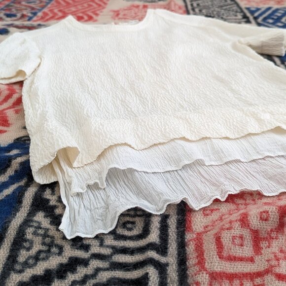 Helmut Lang short-sleeve white layered silk crepe top - size S - Picture 7 of 9